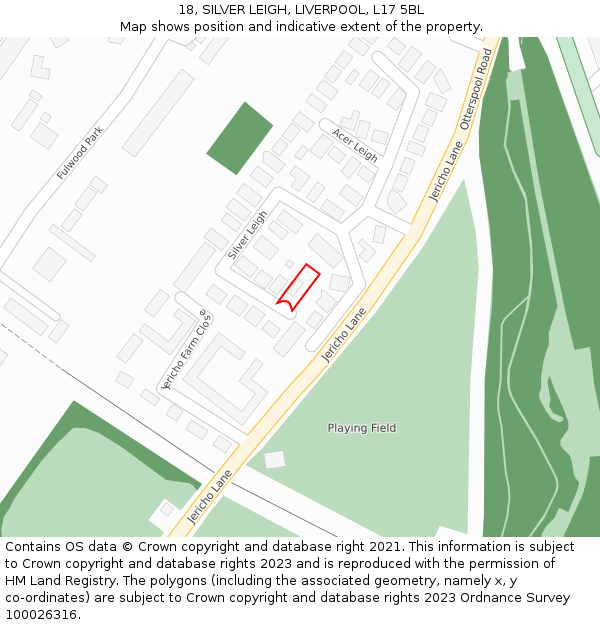 18, SILVER LEIGH, LIVERPOOL, L17 5BL: Location map and indicative extent of plot