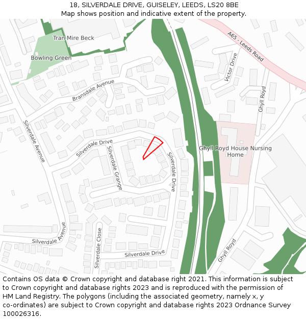 18, SILVERDALE DRIVE, GUISELEY, LEEDS, LS20 8BE: Location map and indicative extent of plot