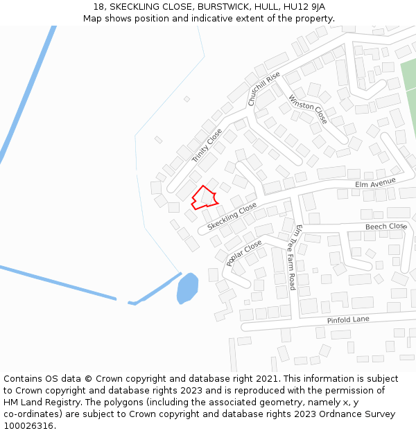 18, SKECKLING CLOSE, BURSTWICK, HULL, HU12 9JA: Location map and indicative extent of plot