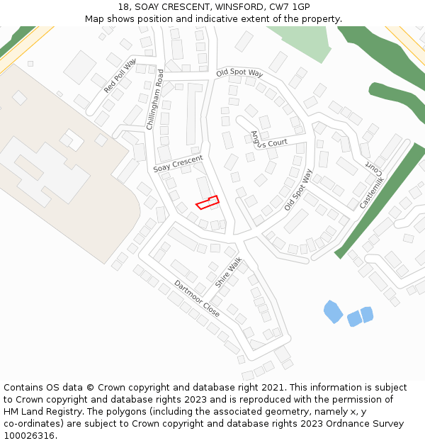 18, SOAY CRESCENT, WINSFORD, CW7 1GP: Location map and indicative extent of plot