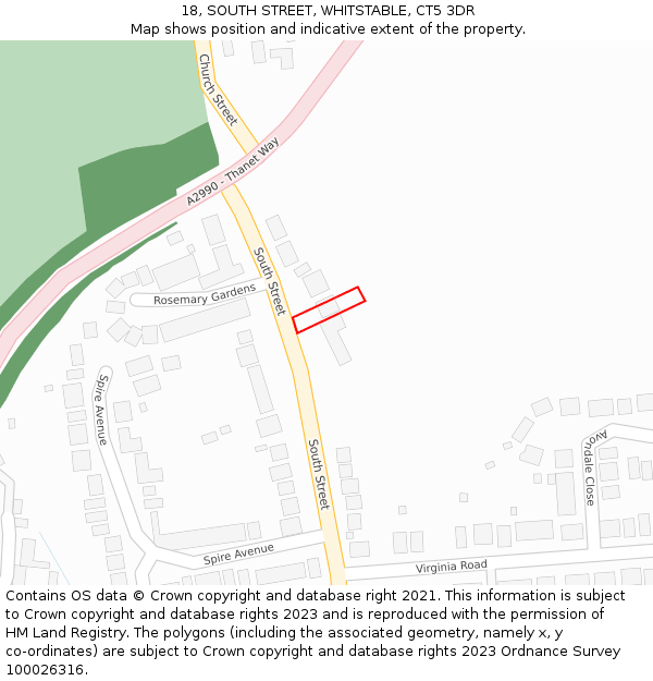 18, SOUTH STREET, WHITSTABLE, CT5 3DR: Location map and indicative extent of plot