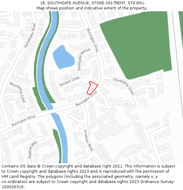 18, SOUTHGATE AVENUE, STOKE-ON-TRENT, ST4 8XU: Location map and indicative extent of plot