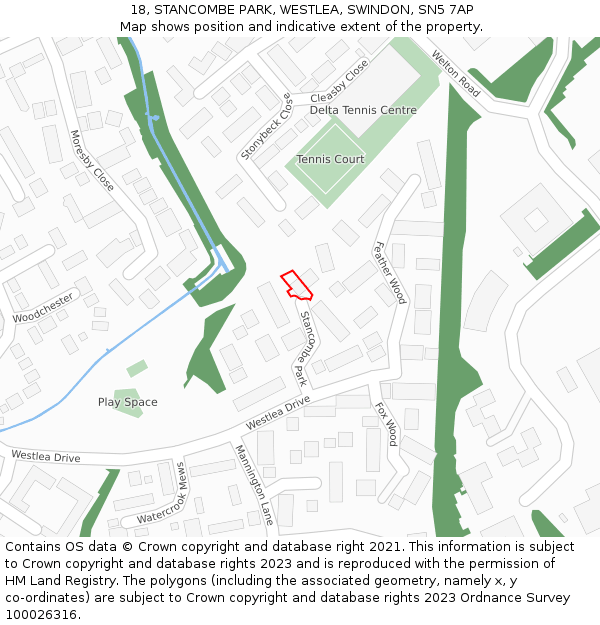 18, STANCOMBE PARK, WESTLEA, SWINDON, SN5 7AP: Location map and indicative extent of plot