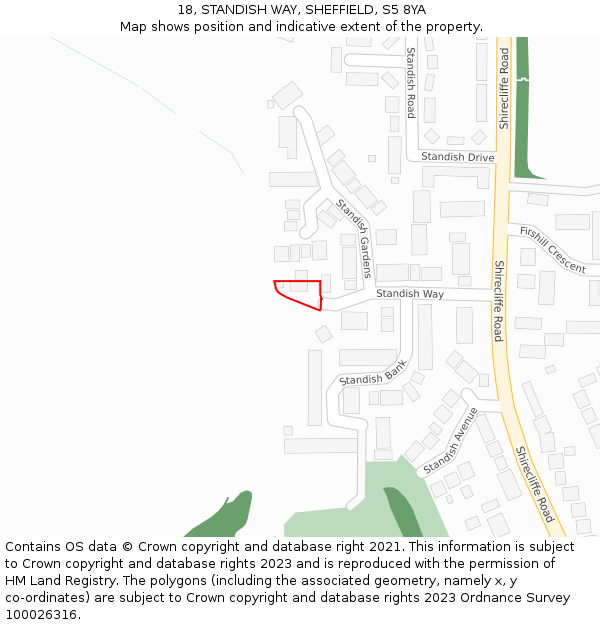 18, STANDISH WAY, SHEFFIELD, S5 8YA: Location map and indicative extent of plot