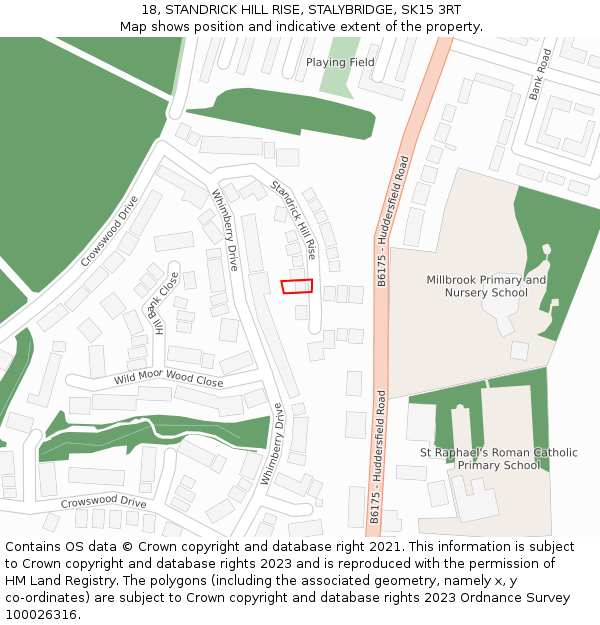 18, STANDRICK HILL RISE, STALYBRIDGE, SK15 3RT: Location map and indicative extent of plot