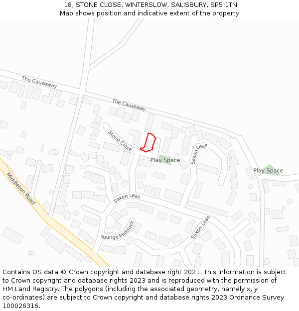 18, STONE CLOSE, WINTERSLOW, SALISBURY, SP5 1TN: Location map and indicative extent of plot