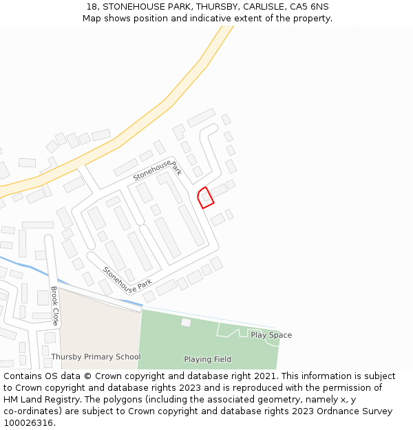 18, STONEHOUSE PARK, THURSBY, CARLISLE, CA5 6NS: Location map and indicative extent of plot