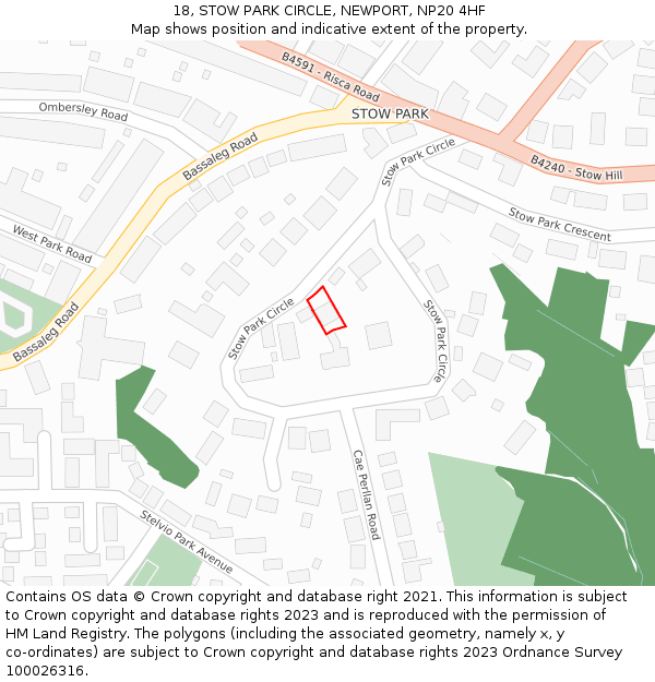 18, STOW PARK CIRCLE, NEWPORT, NP20 4HF: Location map and indicative extent of plot