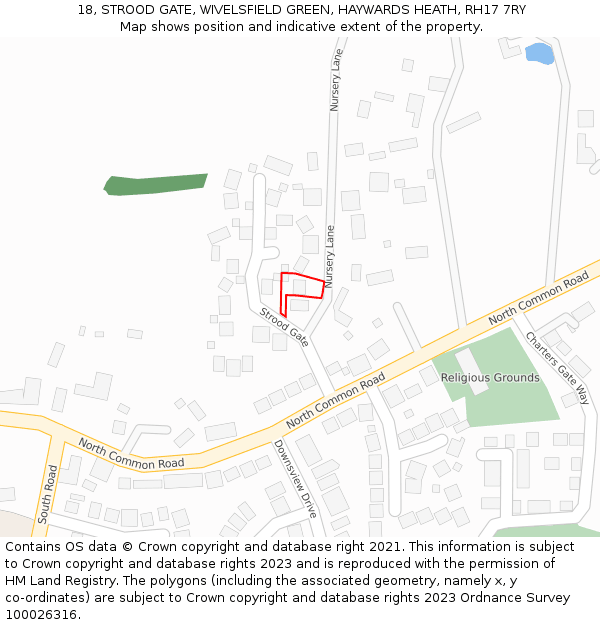 18, STROOD GATE, WIVELSFIELD GREEN, HAYWARDS HEATH, RH17 7RY: Location map and indicative extent of plot