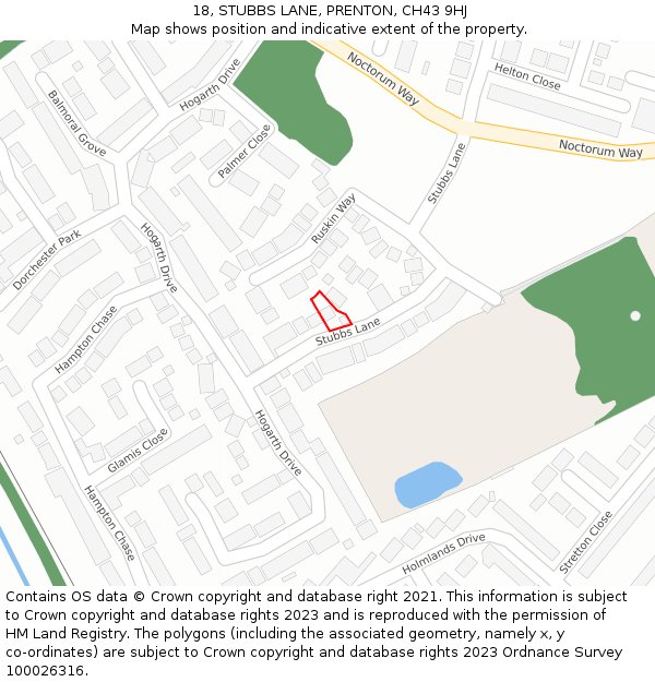 18, STUBBS LANE, PRENTON, CH43 9HJ: Location map and indicative extent of plot