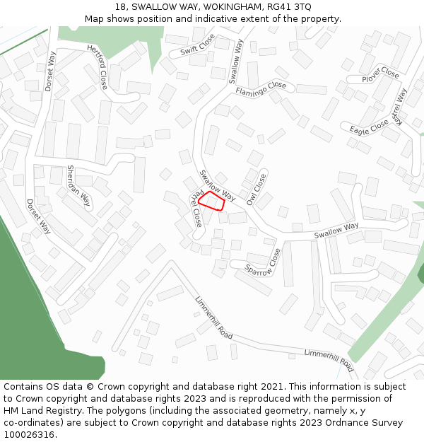 18, SWALLOW WAY, WOKINGHAM, RG41 3TQ: Location map and indicative extent of plot