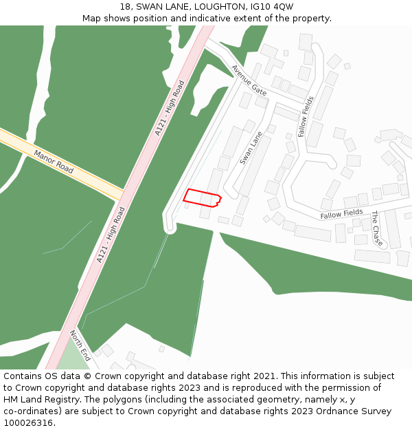 18, SWAN LANE, LOUGHTON, IG10 4QW: Location map and indicative extent of plot