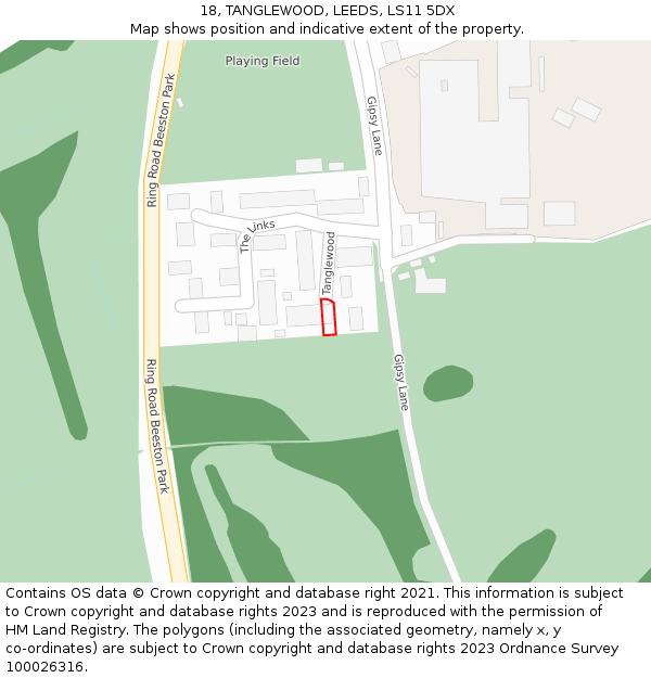 18, TANGLEWOOD, LEEDS, LS11 5DX: Location map and indicative extent of plot