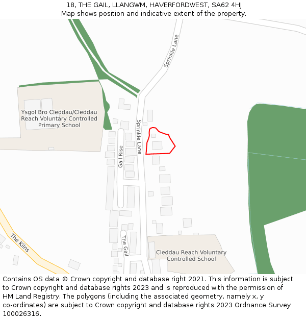 18, THE GAIL, LLANGWM, HAVERFORDWEST, SA62 4HJ: Location map and indicative extent of plot