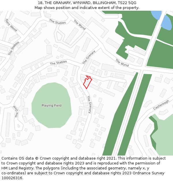 18, THE GRANARY, WYNYARD, BILLINGHAM, TS22 5QG: Location map and indicative extent of plot