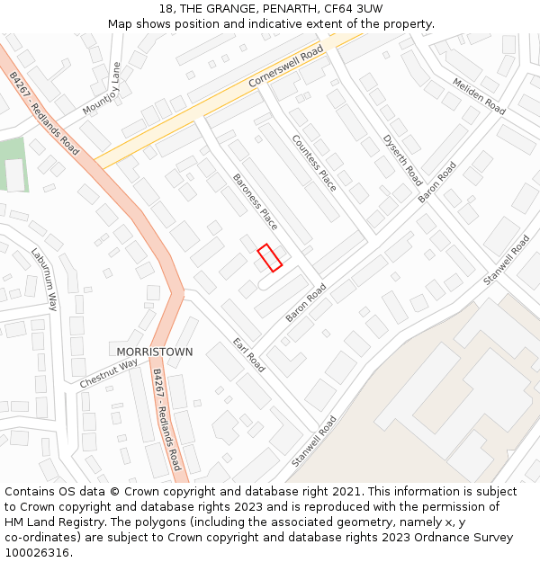18, THE GRANGE, PENARTH, CF64 3UW: Location map and indicative extent of plot