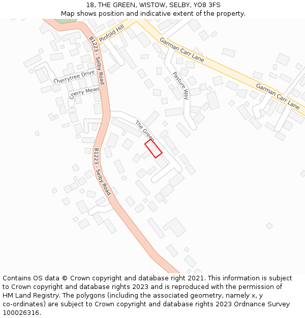 18, THE GREEN, WISTOW, SELBY, YO8 3FS: Location map and indicative extent of plot