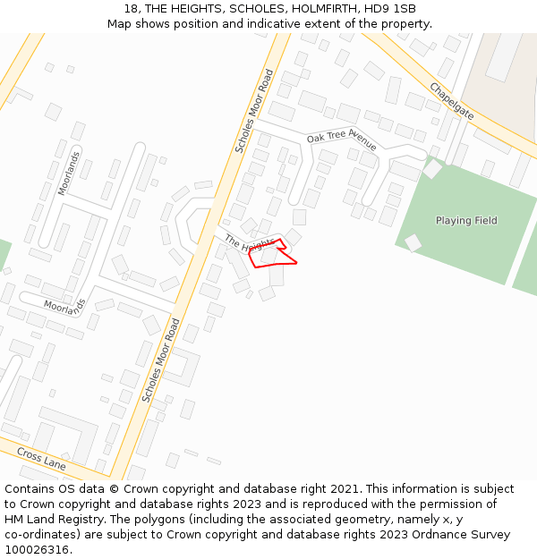 18, THE HEIGHTS, SCHOLES, HOLMFIRTH, HD9 1SB: Location map and indicative extent of plot