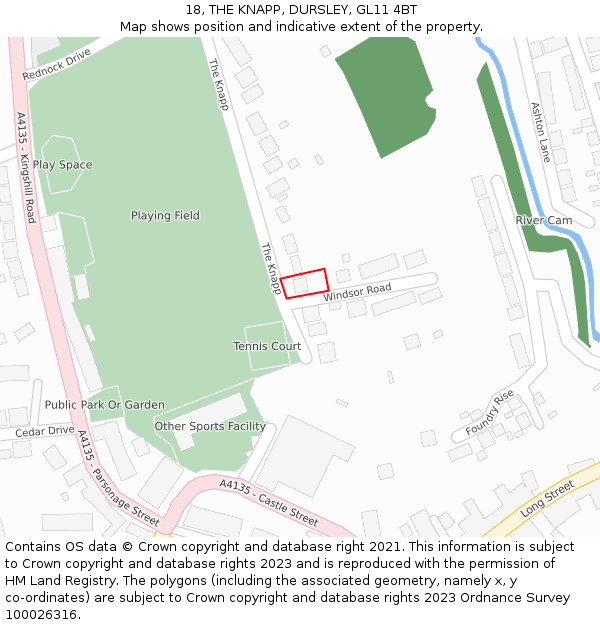 18, THE KNAPP, DURSLEY, GL11 4BT: Location map and indicative extent of plot