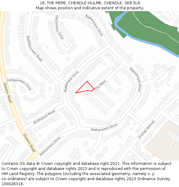 18, THE MERE, CHEADLE HULME, CHEADLE, SK8 5LA: Location map and indicative extent of plot