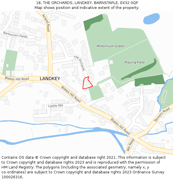 18, THE ORCHARDS, LANDKEY, BARNSTAPLE, EX32 0QP: Location map and indicative extent of plot