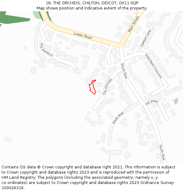 18, THE ORCHIDS, CHILTON, DIDCOT, OX11 0QP: Location map and indicative extent of plot