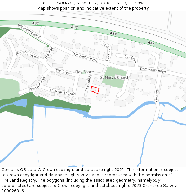 18, THE SQUARE, STRATTON, DORCHESTER, DT2 9WG: Location map and indicative extent of plot