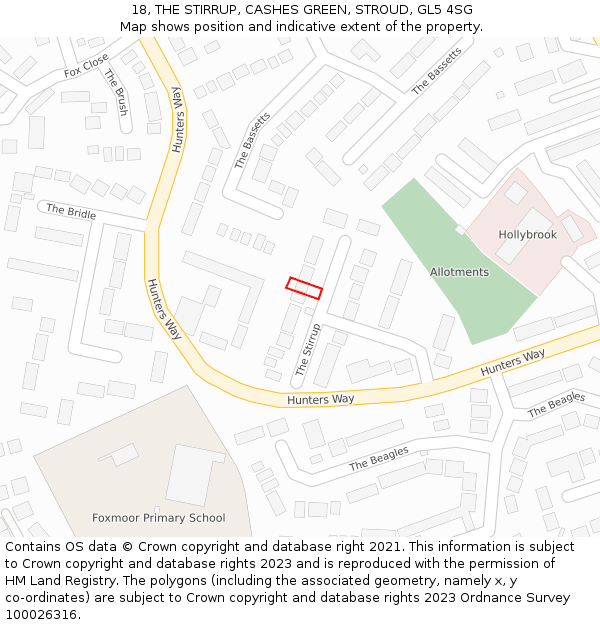 18, THE STIRRUP, CASHES GREEN, STROUD, GL5 4SG: Location map and indicative extent of plot