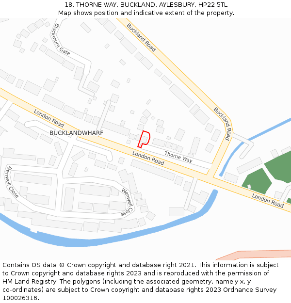 18, THORNE WAY, BUCKLAND, AYLESBURY, HP22 5TL: Location map and indicative extent of plot