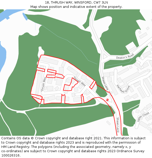 18, THRUSH WAY, WINSFORD, CW7 3LN: Location map and indicative extent of plot