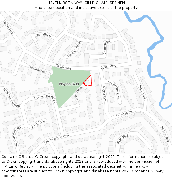 18, THURSTIN WAY, GILLINGHAM, SP8 4FN: Location map and indicative extent of plot