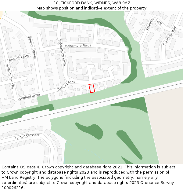 18, TICKFORD BANK, WIDNES, WA8 9AZ: Location map and indicative extent of plot