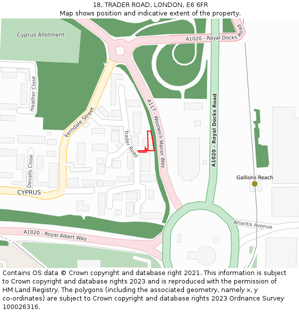 18, TRADER ROAD, LONDON, E6 6FR: Location map and indicative extent of plot