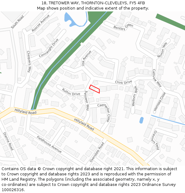 18, TRETOWER WAY, THORNTON-CLEVELEYS, FY5 4FB: Location map and indicative extent of plot