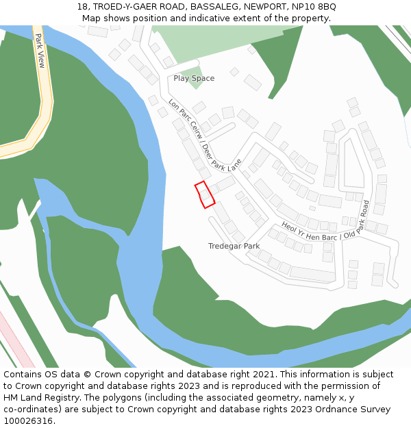 18, TROED-Y-GAER ROAD, BASSALEG, NEWPORT, NP10 8BQ: Location map and indicative extent of plot