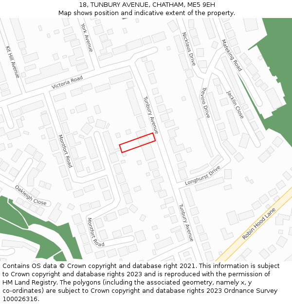 18, TUNBURY AVENUE, CHATHAM, ME5 9EH: Location map and indicative extent of plot