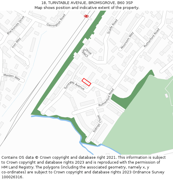 18, TURNTABLE AVENUE, BROMSGROVE, B60 3SP: Location map and indicative extent of plot