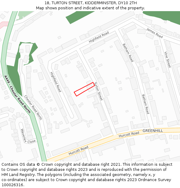 18, TURTON STREET, KIDDERMINSTER, DY10 2TH: Location map and indicative extent of plot