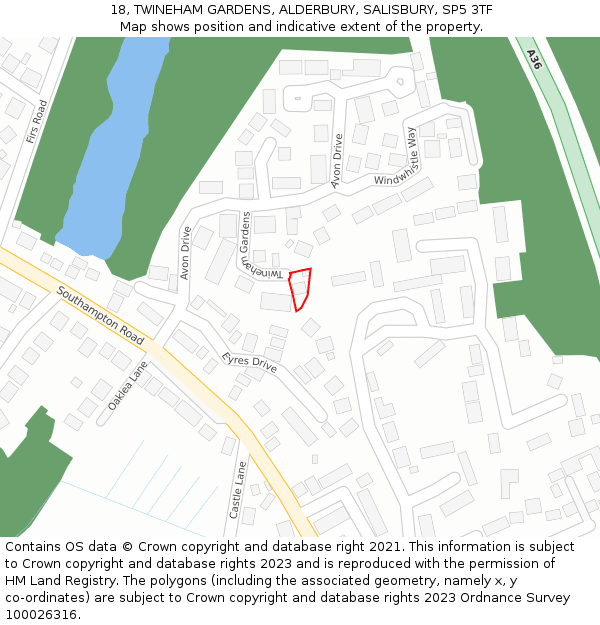 18, TWINEHAM GARDENS, ALDERBURY, SALISBURY, SP5 3TF: Location map and indicative extent of plot