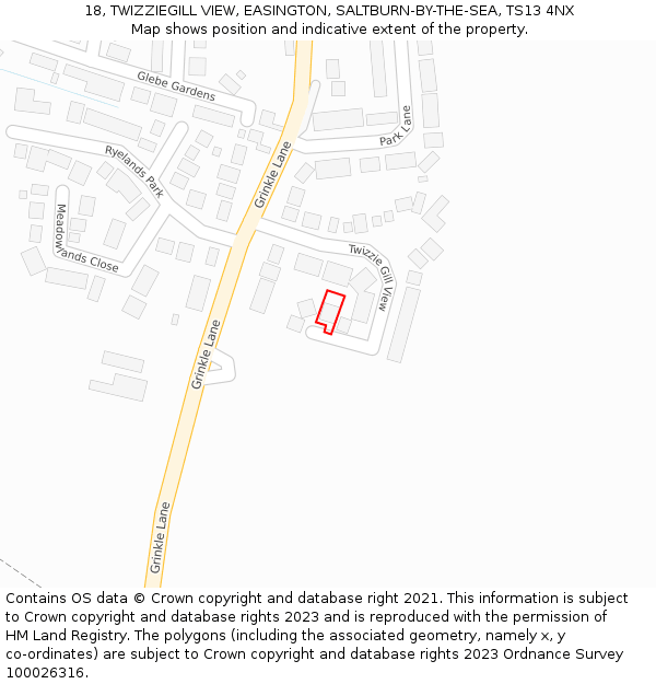18, TWIZZIEGILL VIEW, EASINGTON, SALTBURN-BY-THE-SEA, TS13 4NX: Location map and indicative extent of plot
