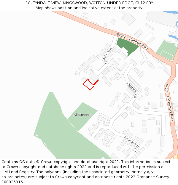 18, TYNDALE VIEW, KINGSWOOD, WOTTON-UNDER-EDGE, GL12 8RY: Location map and indicative extent of plot