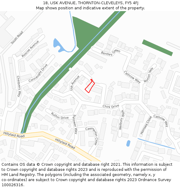 18, USK AVENUE, THORNTON-CLEVELEYS, FY5 4FJ: Location map and indicative extent of plot