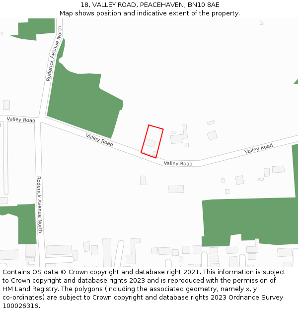 18, VALLEY ROAD, PEACEHAVEN, BN10 8AE: Location map and indicative extent of plot