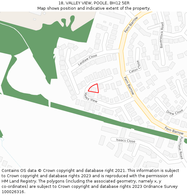 18, VALLEY VIEW, POOLE, BH12 5ER: Location map and indicative extent of plot