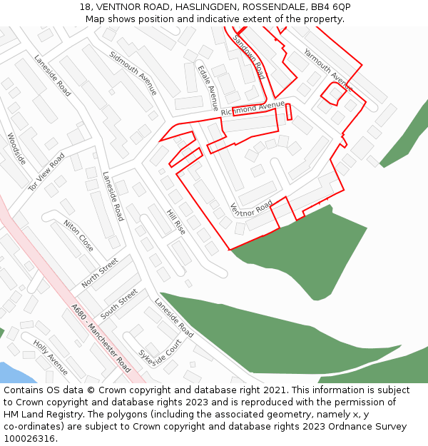 18, VENTNOR ROAD, HASLINGDEN, ROSSENDALE, BB4 6QP: Location map and indicative extent of plot