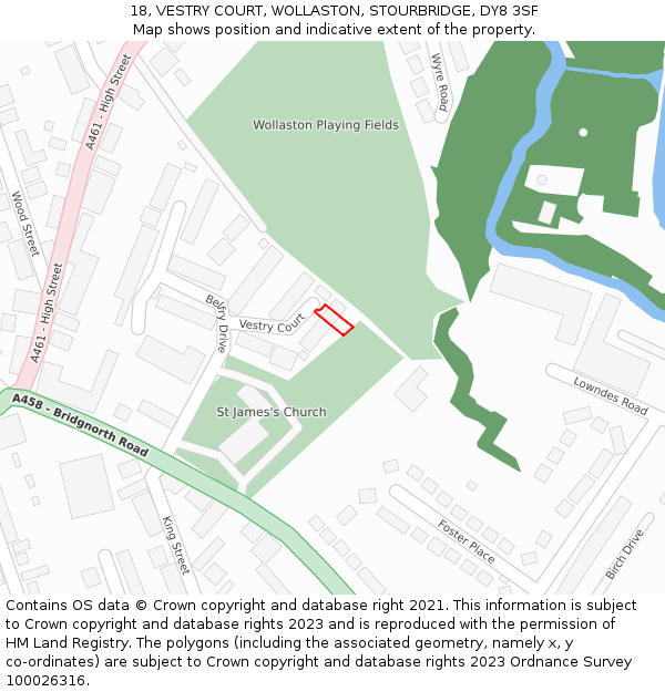 18, VESTRY COURT, WOLLASTON, STOURBRIDGE, DY8 3SF: Location map and indicative extent of plot