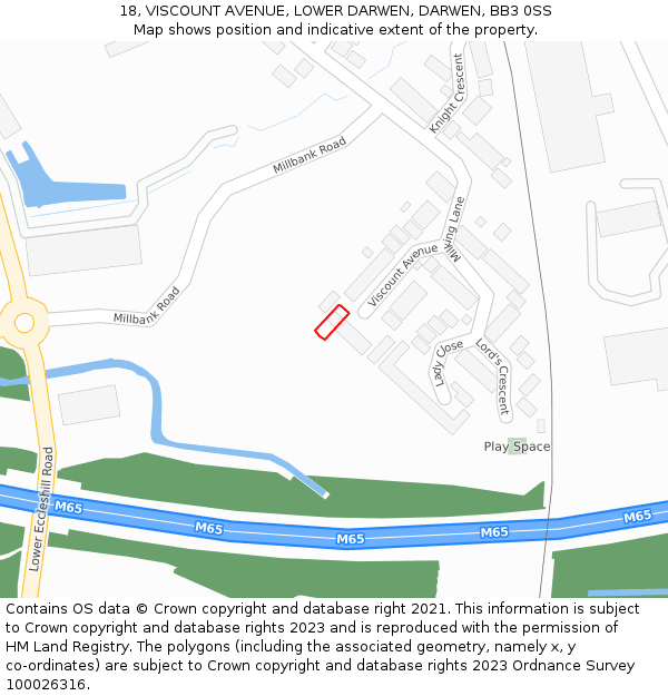 18, VISCOUNT AVENUE, LOWER DARWEN, DARWEN, BB3 0SS: Location map and indicative extent of plot