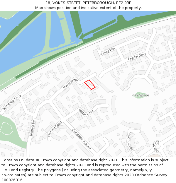 18, VOKES STREET, PETERBOROUGH, PE2 9RP: Location map and indicative extent of plot