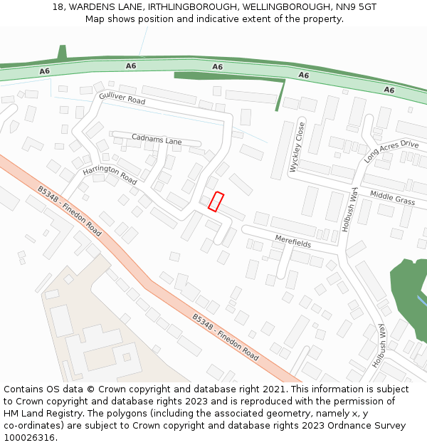 18, WARDENS LANE, IRTHLINGBOROUGH, WELLINGBOROUGH, NN9 5GT: Location map and indicative extent of plot