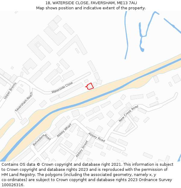 18, WATERSIDE CLOSE, FAVERSHAM, ME13 7AU: Location map and indicative extent of plot